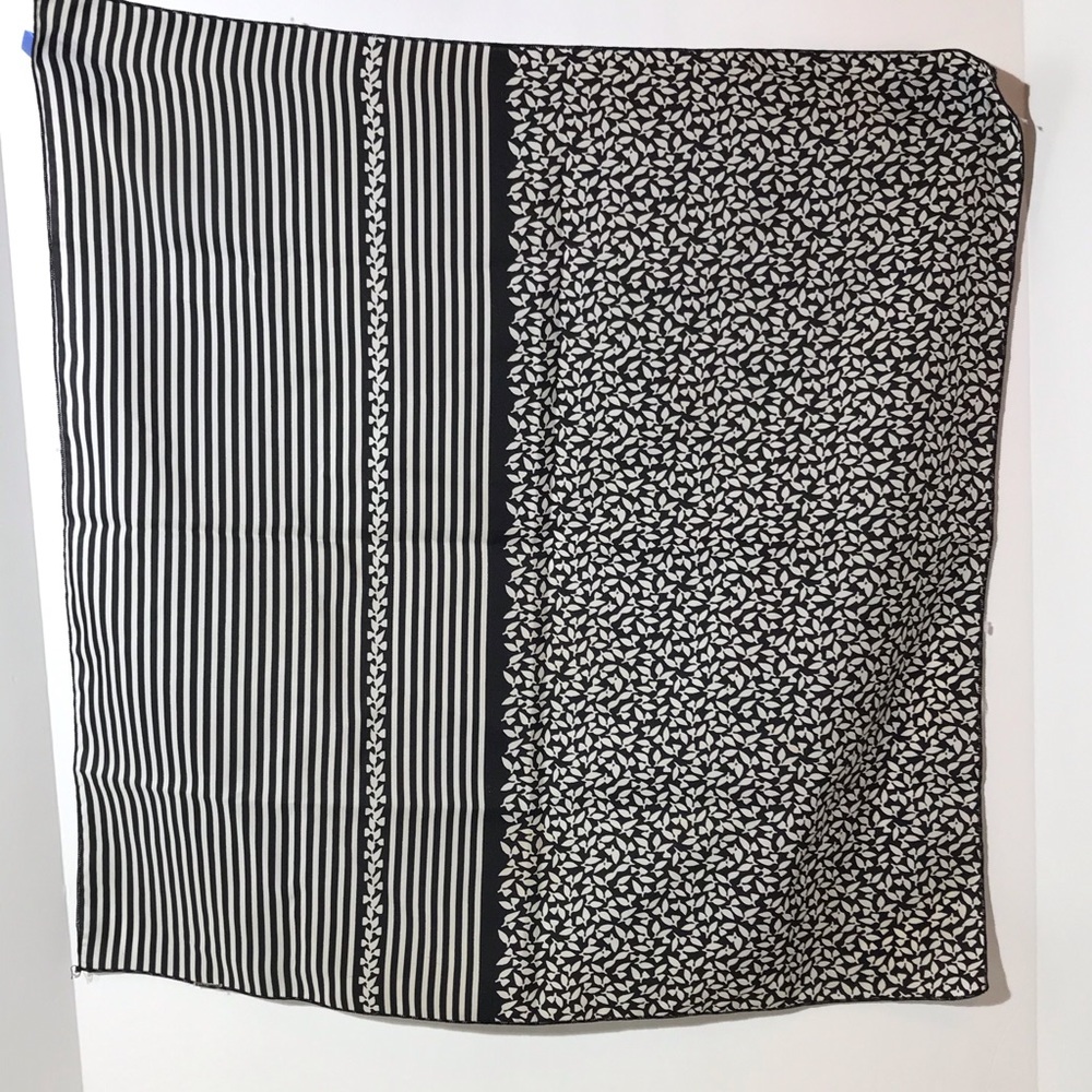 Black white striped leaf scarf square